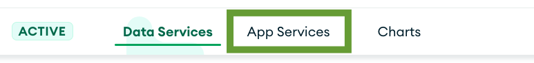 Atlas navigation bar highlighting the 'App Services' tab